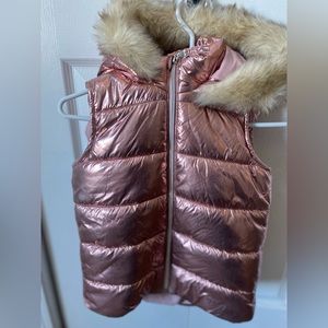 Girls 6 Rose Gold Metallic Puffer Vest